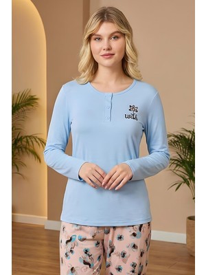Morro Konforlu ve Şık Kadın Uzun Kollu Viskon Kadın Pijama Takımı