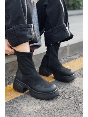 I Love Shoes Gariel Kadın Kalın Taban Bot Siyah Süet