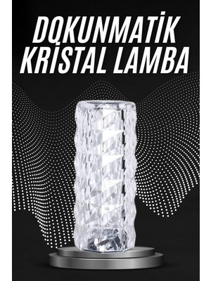 Kristal Lamba Masa Lambası Şarjlı Masa Lambası Dokunmatik Sensör USB Şarjlı