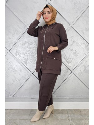 Pys Giyim Kadın Beden Taş Detaylı Tesettür Takım