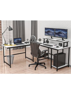 Yasmak 250-B Beyaz L Tipi Çalışma Oyun Masası