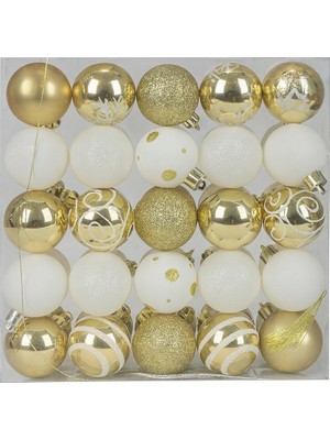 Okavango 50 Adet Lüx Yılbaşı Ağacı Süsü Set Ağacı Süslemeleri Topları Topu Parti Asılı Top Yılbaşı Süsleri 6 cm