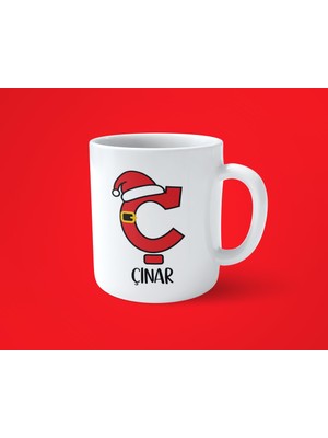 Yeni Yıla Özel Ç Harfli Isimli Noel Konseptli Fotoğraflı Kupa Bardak