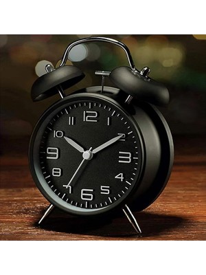 CetKing Sessiz Akar Saniyeli 16CM Alarm Masa Çalar Saat Yüksek Zil Sesi Büyük Boy Siyah