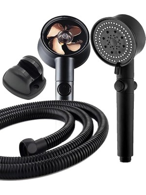 CetKing Mayaglory Siyah Turbo Fan 5 Fonksiyonlu Duş Seti