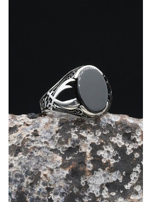 Prestige Gümüş Hz. Ali Zülfikar Kılıcı 925 Ayar Gümüş Yüzük Siyah Oniks Taşlı 902433