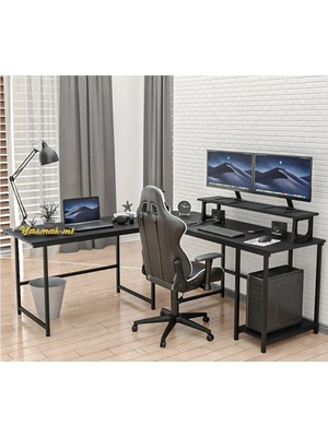 Yasmak 250-S Siyah L Tipi Çalışma Oyun Masası