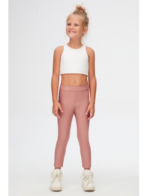 Lovetti Pudra Pembe Kız Çocuk Kışlık Deri Pantalon