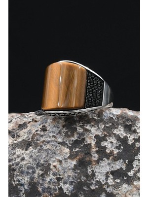 Prestige Gümüş 925 Ayar Gümüş Yüzük Kaplangözü Taşlı 902436