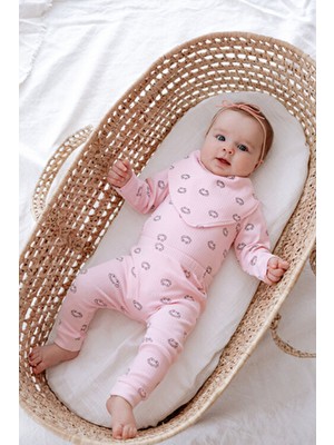 Lilabio %100 Pamuk Yenidoğan Zıbın Takım Unisex Bebek Hediye Seti Pembe Renk Uzun Kol