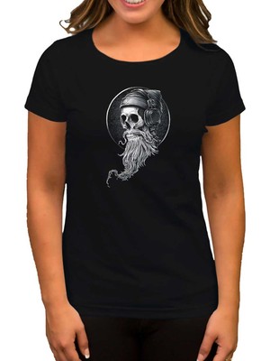 Z zepplin Skull Kuru Kafa Hippy Siyah Kadın Tişört