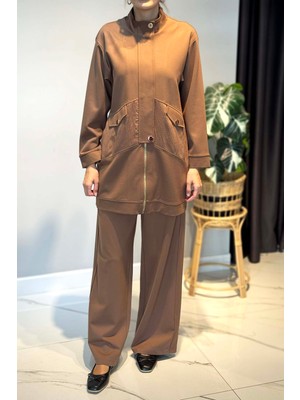 Ceremony Önden Fermuarlı Yarım Patlı Çelik Takım 6921 Camel