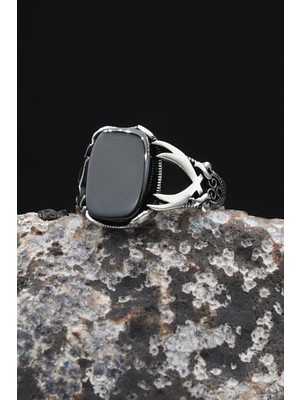 Prestige Gümüş Hz. Ali Zülfikar Kılıcı 925 Ayar Gümüş Yüzük Siyah Oniks Taşlı 902438