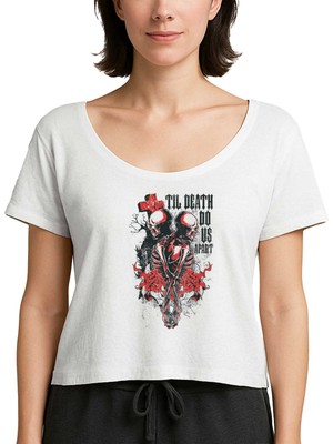 Z zepplin Red Death Skull Beyaz Kadın Tişört
