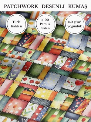 Fabricstown %100 Pamuk Saten Patchwork Kumaş – 155×100 cm – Dikiş ve Dıy Için