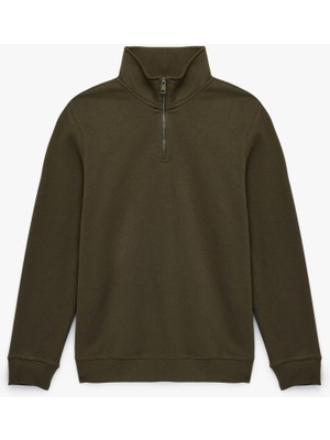 Koton Uzun Kollu Şardonlu Basic Yarım Fermuarlı Sweatshirt