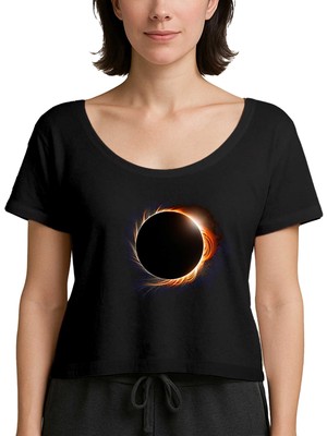 Z zepplin Solar Eclipse Siyah Kadın Tişört