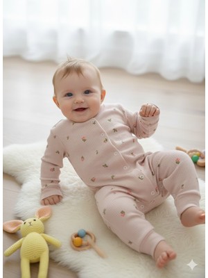 Şimo Butik Bebek Tulum 0-9 Ay Rahat Nefes Alan Çıtçıtlı  %100 Saf Pamuk Yumuşacık Anti Alerjik Çiçekli