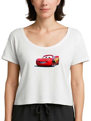 Z zepplin Şimşek Mcqueen Cars Beyaz Kadın Tişört