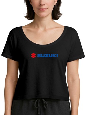 Z zepplin Suzuki Motorcycle Logo Siyah Kadın Tişört