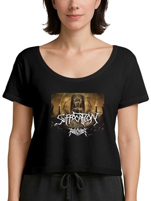 Zepplin Giyim Suffocation With Special Guests Siyah Kadın Tişört