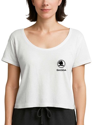 Zepplin Giyim Skoda Logo Beyaz Kadın Tişört
