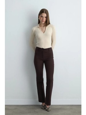 Gusto Sihirli Flare Pantolon - Kahverengi