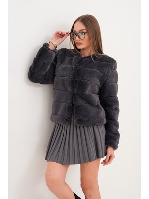 Navy Su Yolu Kürk Ceket