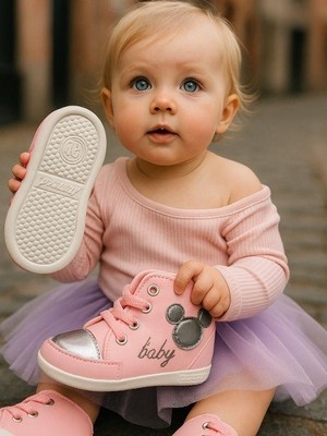 Zekids Kız Bebek Mickey Desenli Spor Ayakkabı Görünümlü Patik