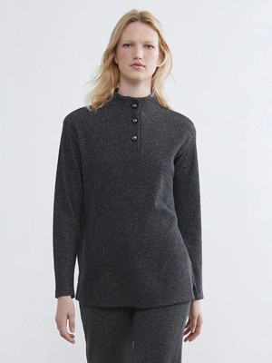 LC Waikiki Lcwaıkıkı Basic Antrasit Dik Yaka Simli Bluz