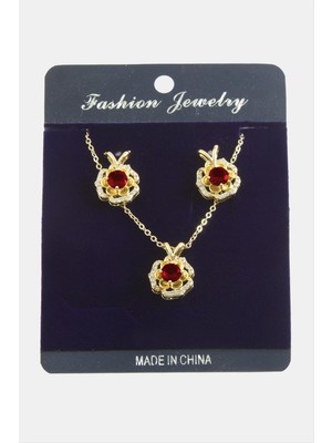 Çiçek Zirkon Taşlı Set Kolye