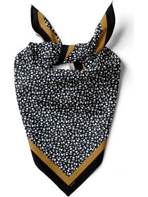 Vissona Kadın Siyah Beyaz Geometrik Desenli 50X50 Bandana Hyl DG01532-22