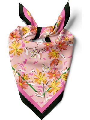 Vissona G33 Kadın Krem Yaprak Desenli 50X50 Bandana Hyl DG01277-22