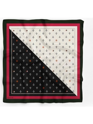 B55 Kadın Marinover Desenli 50X50 Bandana DG01488-22