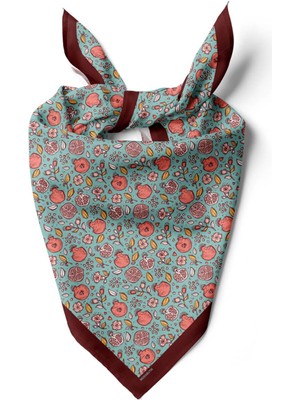 Vissona Kadın Açık Mavi Küçük Nar Desenli 50X50 Bandana