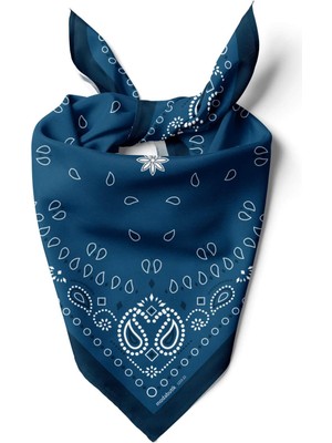 Vissona Kadın Mavi Etnik Desenli 50X50 Bandana Hyl DG01223-22