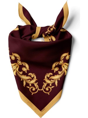 Vissona C81 Kadın Kırmızı Sarı Sultan Desenli 50X50 Bandana Hyl DG0822-22