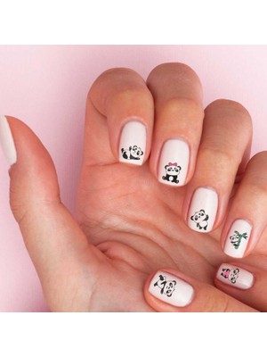 Artikel Panda Tırnak Dövmesi 12,5 x 6,5 cm Su Transfer Geçici Dövme Kağıdı ile Şık Nail Art