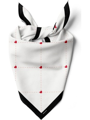 Vissona A50 Kadın Kare Kalp Desenli Bandana 50X50 DG0268-22