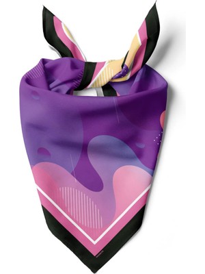 Vissona C77 Kadın Mavi Soyut Desenli 50X50 Bandana DG01681-22