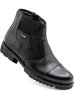 Levarno Caldor Frost Hakiki Deri Içi Kürklü Fermuarlı Kışlık Siyah Günlük Erkek Bot