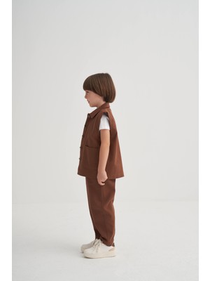 Cigit Gabardin Yelek 2-7 Yaş Kahve