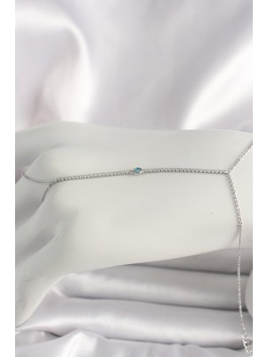 Vice Avm Pirinç Gümüş Renk Su Yolu Zirkon Taşlı Mavi Taş Detaylı Kadın Şahmeran EB-53-vice/(1395) 1627