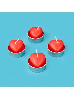 Tohana 4'lü Love Tealight Mum - Kırmızı - 10 cm