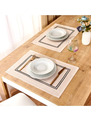 Evidea Soft Line 2'li Amerikan Servis - Ekru - 35X50 cm