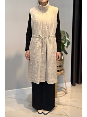 Remsa Örme Jakar Detay Yelek 14361 Bej