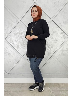 Pys Giyim Kadın Taş ve Kolye  Detaylı Tesettür Tunik