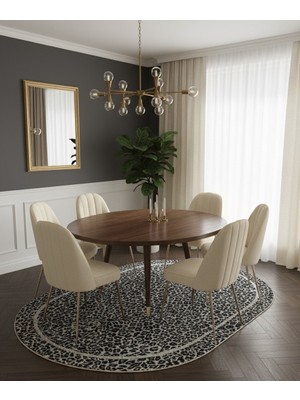 Brillant Leopar Desenli Oval Lateks Deri Halı