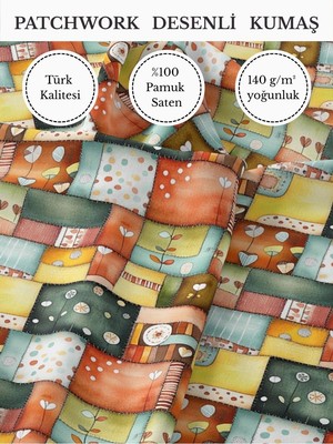 Fabricstown %100 Pamuk Saten Patchwork Kumaş – 155×100 cm – Dikiş ve Dıy Için