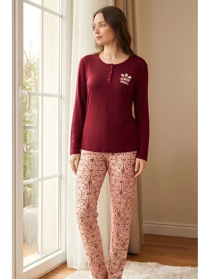 Morro Konforlu ve Şık Kadın Uzun Kollu Viskon Kadın Pijama Takımı